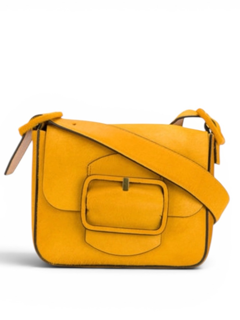 Tory Burch Sawyer Small Calf Hair Shoulder Bag in the color curry/gold